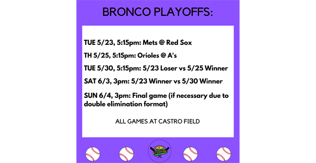 Bronco Playoff schedule!